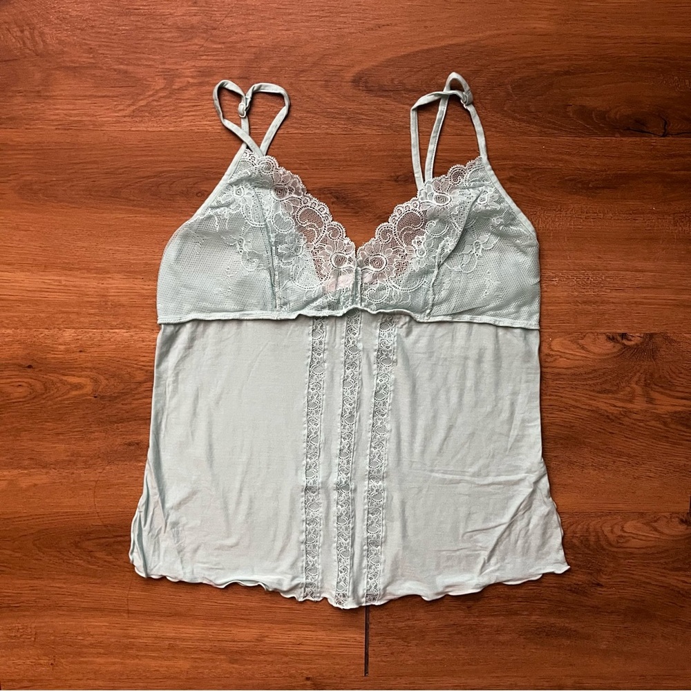 victoria’s secret light blue lace sleepwear top